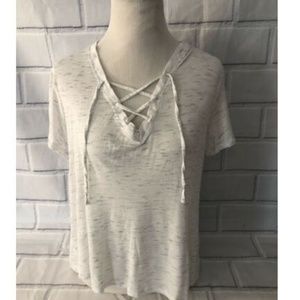 Ideology Sz M Lace Up Short Sleeve TShirt Gray